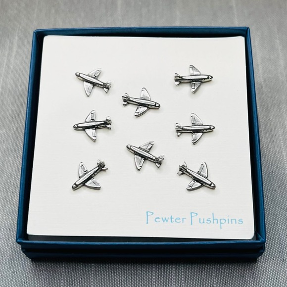 New Pewter Airplane Pushpins - Picture 1 of 2